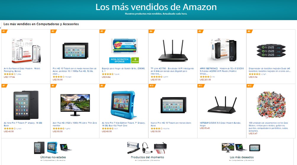 10 productos mas vendidos en AMAZON